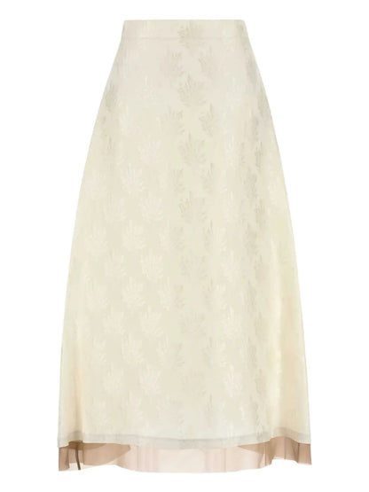Patterned-Jacquard Midi Skirt