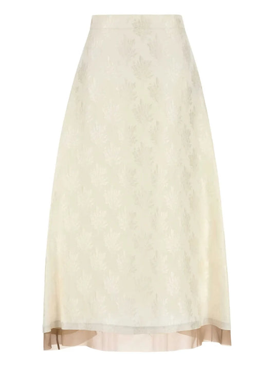 Patterned-Jacquard Midi Skirt