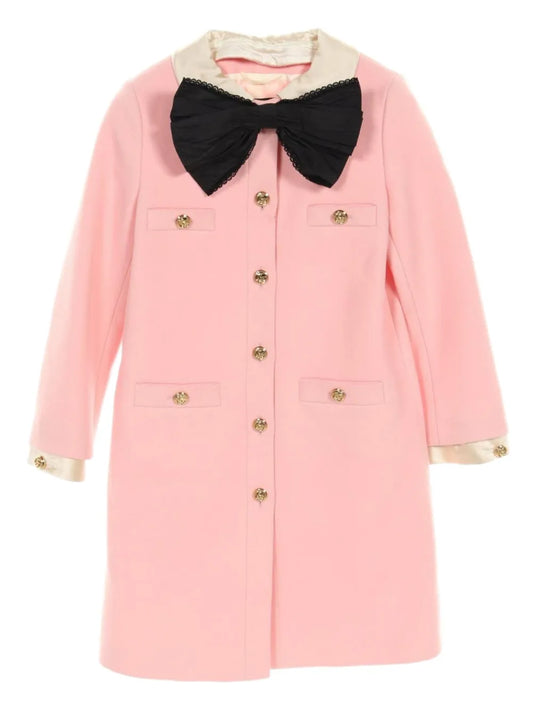 2000S Detachable-Bow Wool Coat