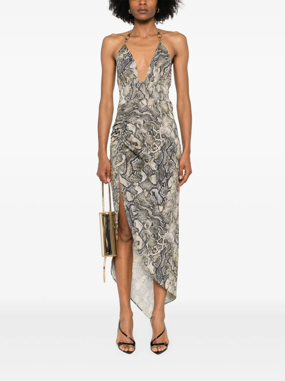 Pyton-Print Jersey Maxi Dress