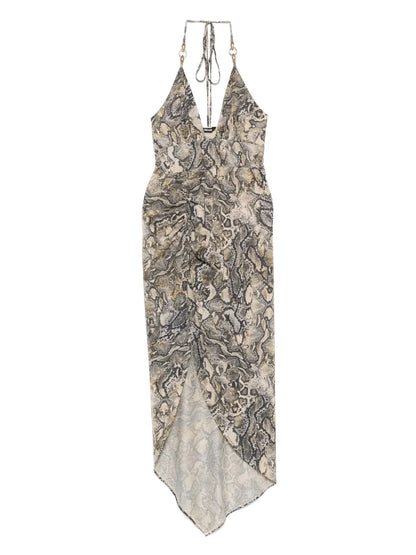 Pyton-Print Jersey Maxi Dress