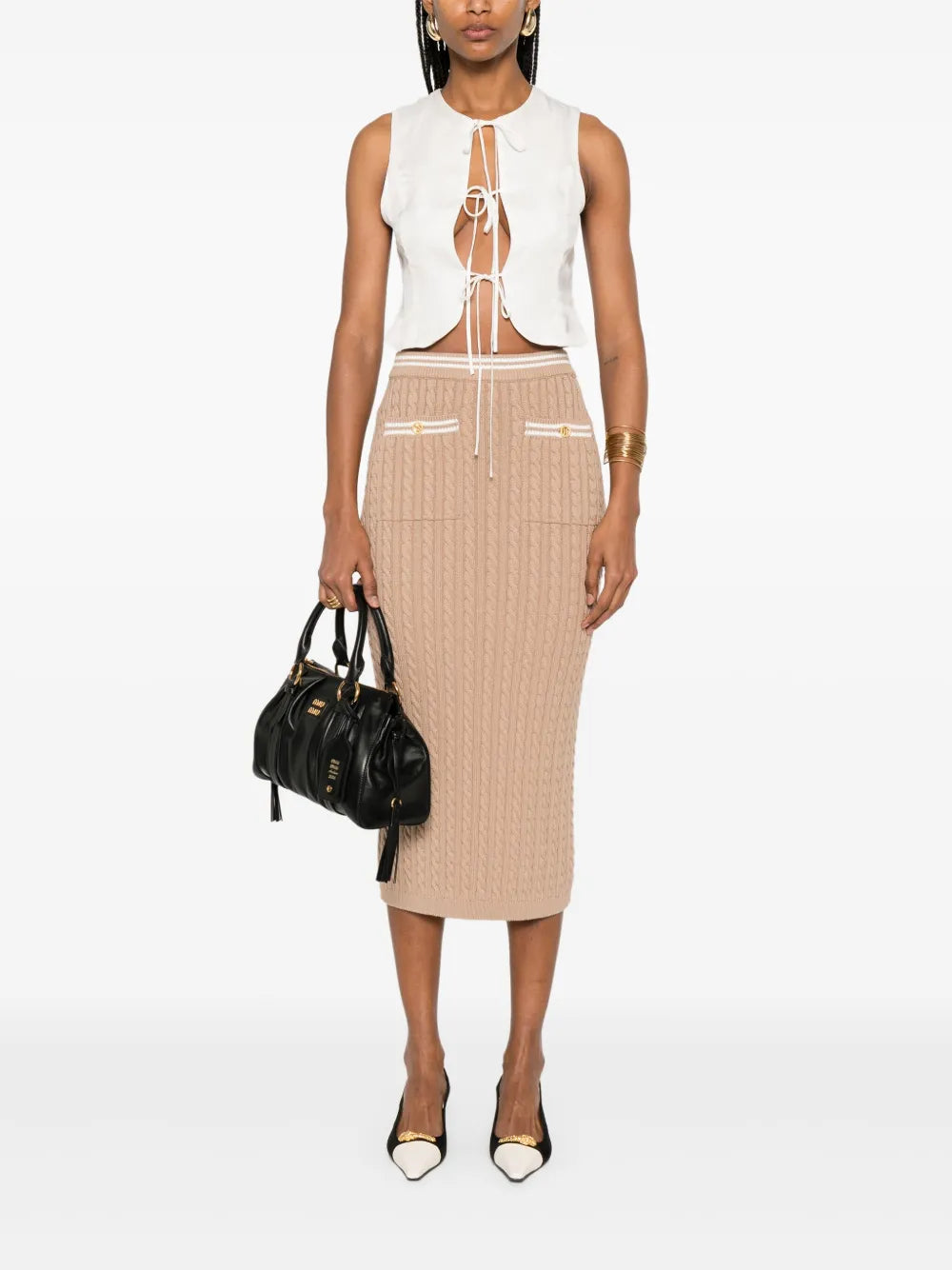Cable-Knit Midi Skirt