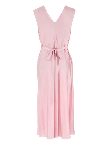 V-Neck Belted Dress