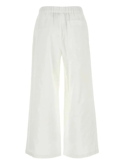 Volante Floral-Embroidered Wide-Leg Trousers