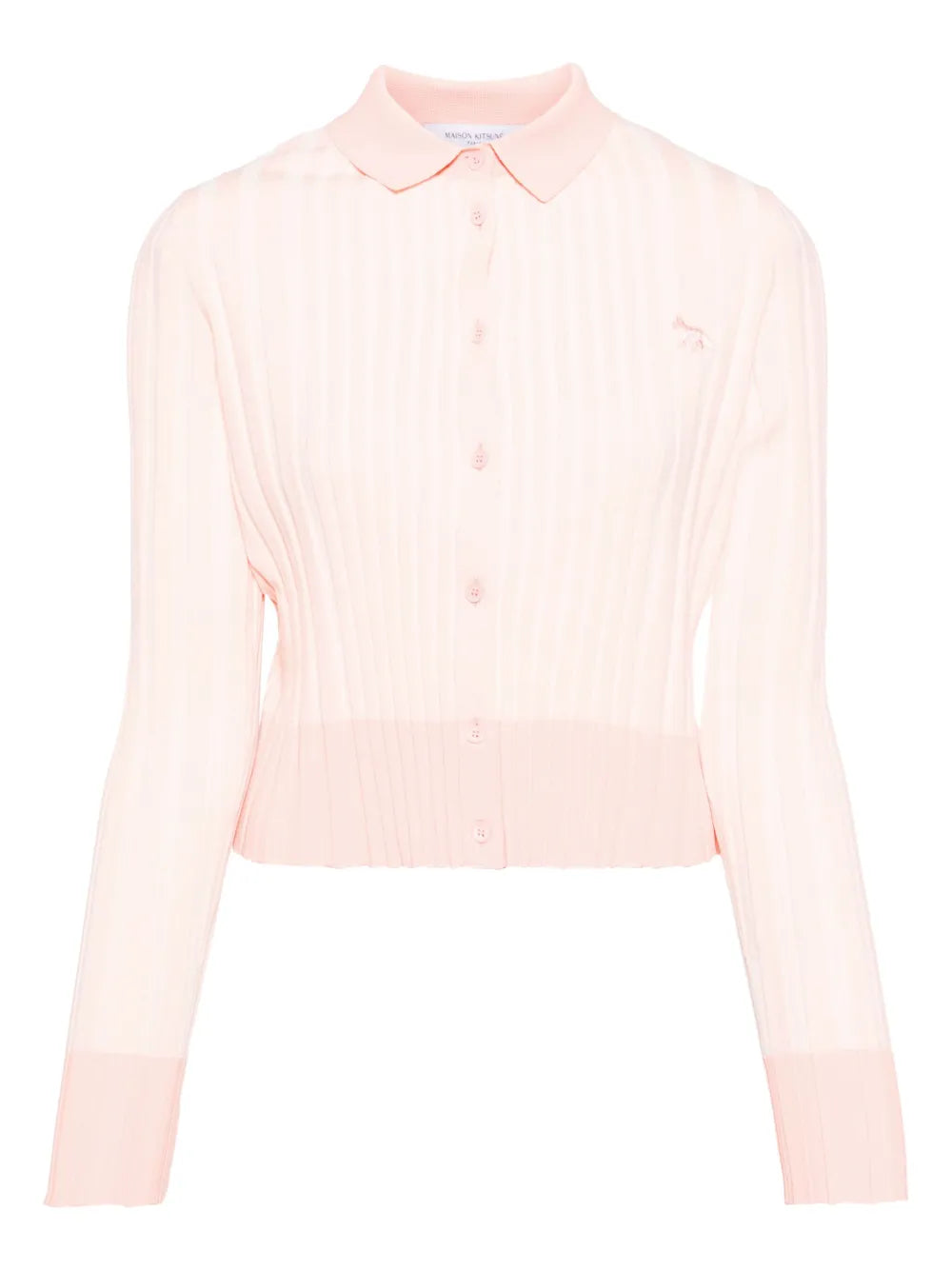 Baby Fox Patch Pleated Ribbed Cardigan