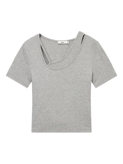 Asymmetric-Neckline T-Shirt