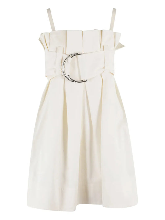 Belted Pleated Mini Dress
