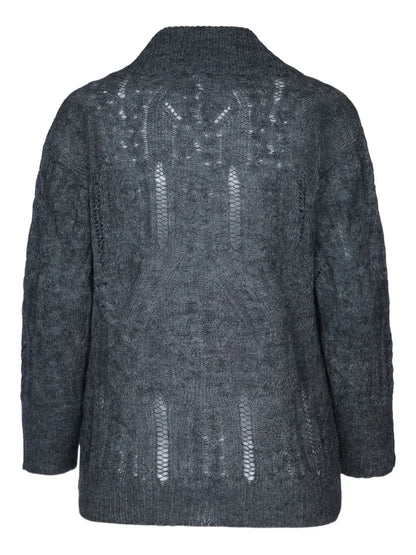 V-Neck Pointelle-Knit Sweater