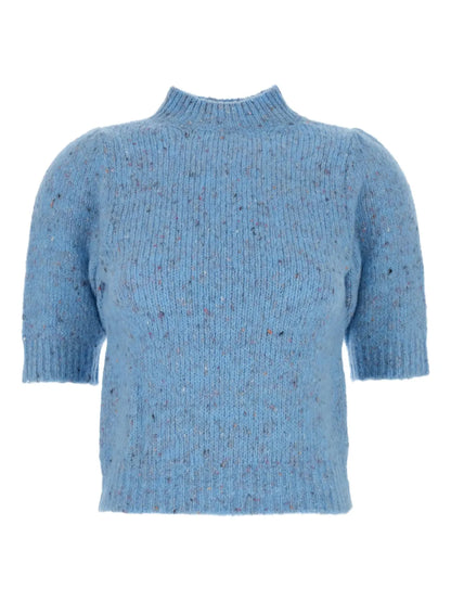 Puff-Sleeve Knitted Top