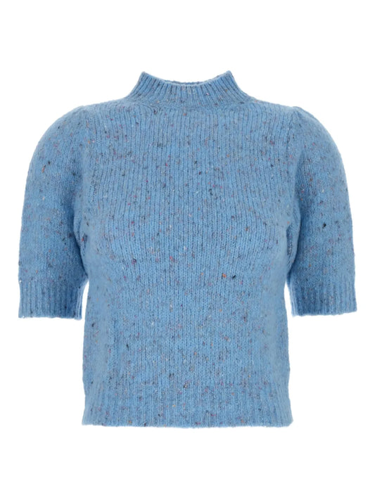 Puff-Sleeve Knitted Top