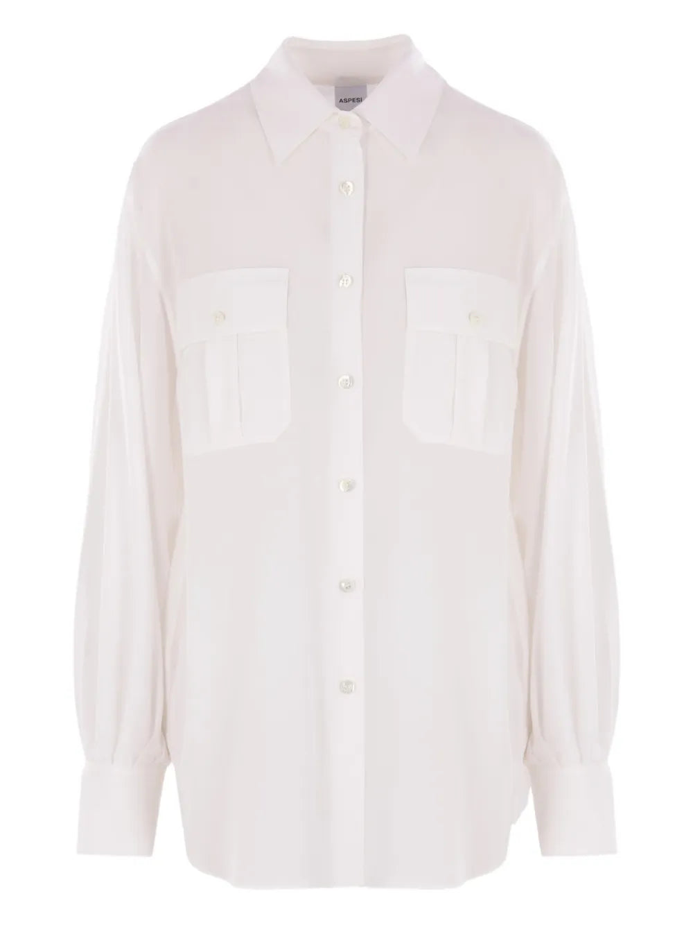 Patch-Pockets Button-Up Shirt