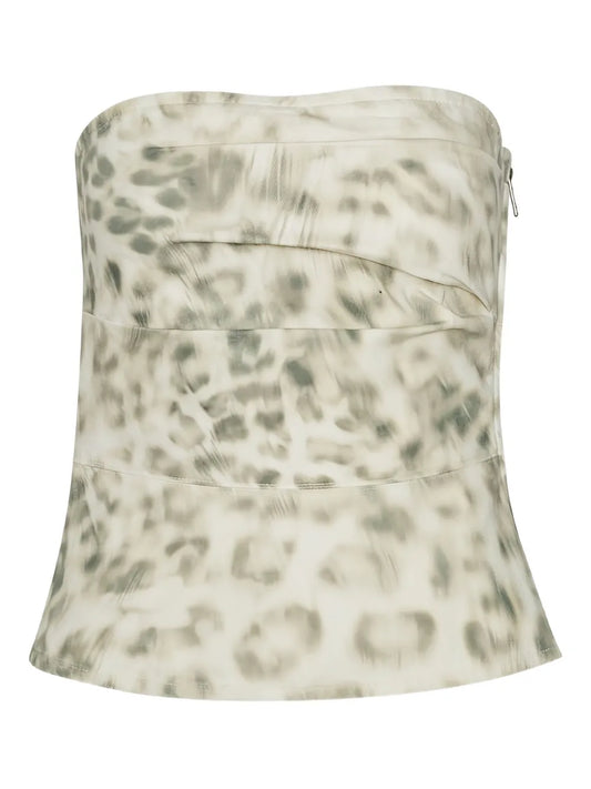 Printed Denim Top