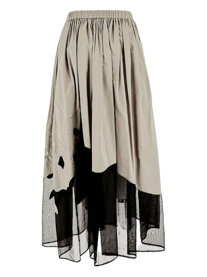 Floral-Embroidered Skirt