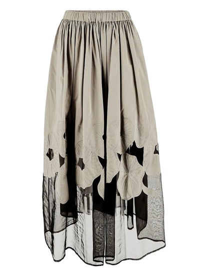 Floral-Embroidered Skirt