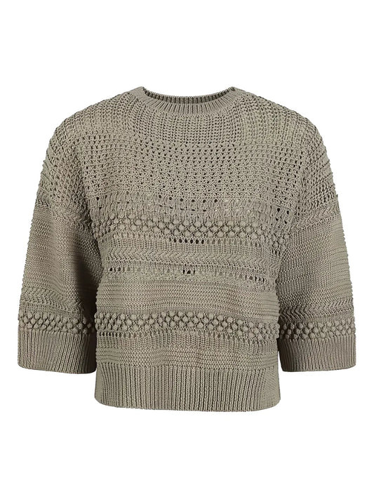 Cropped Open-Knit Jumper