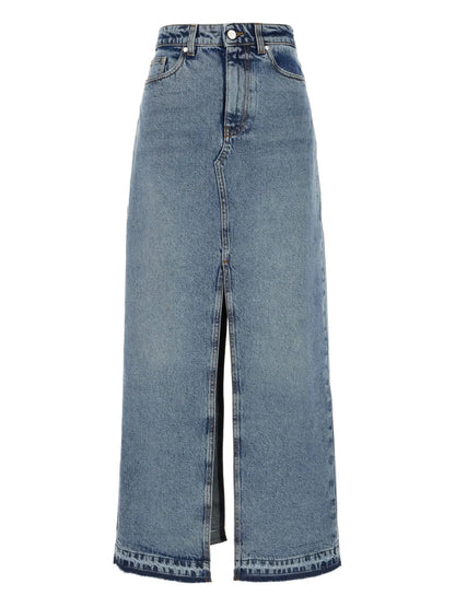 Split-Detail Denim Skirt