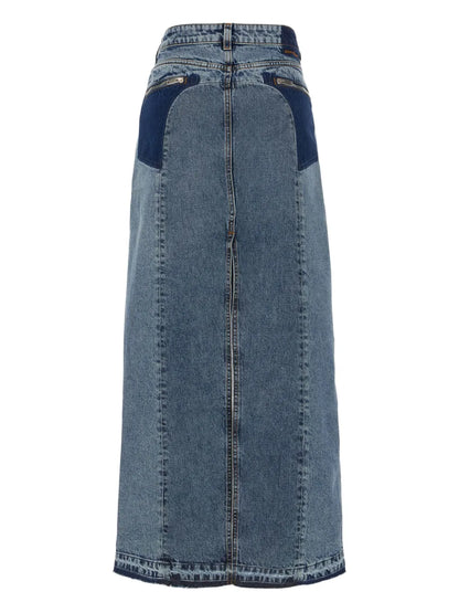 Split-Detail Denim Skirt