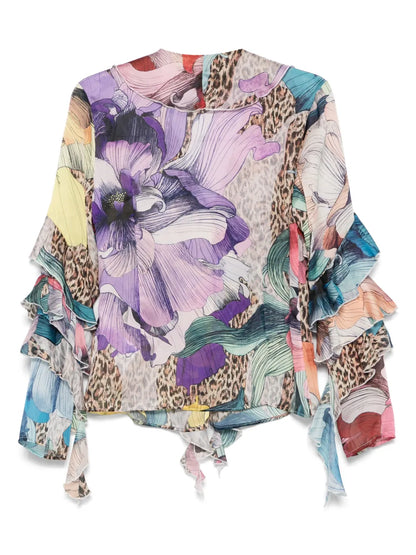 Floral-Print Chiffon Shirt