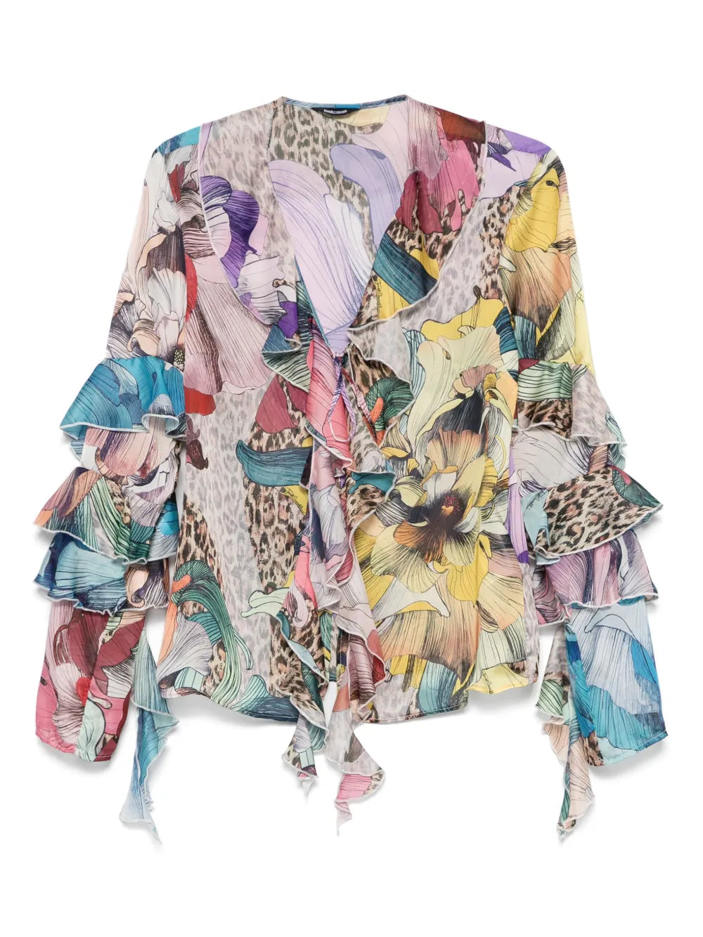 Floral-Print Chiffon Shirt