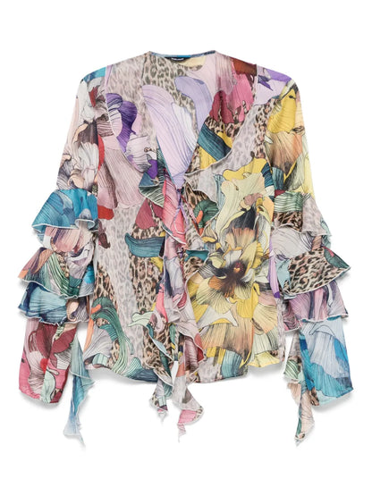 Floral-Print Chiffon Shirt