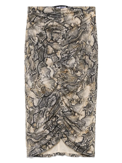 Pyton-Print Lurex Midi Skirt