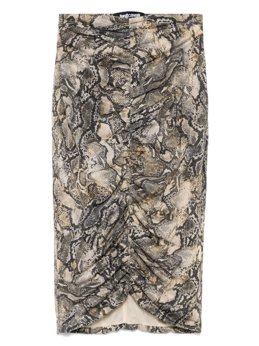 Pyton-Print Lurex Midi Skirt