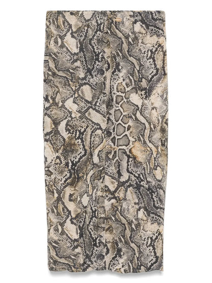 Pyton-Print Lurex Midi Skirt
