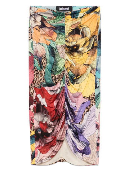 Floral-Print Midi Skirt