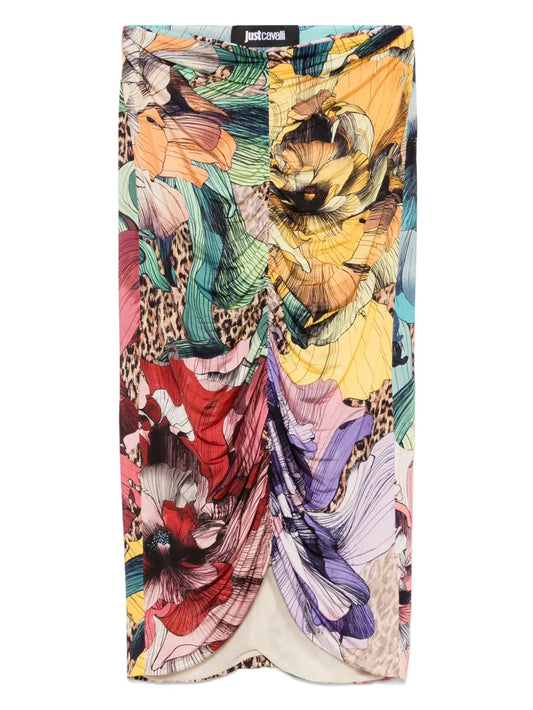 Floral-Print Midi Skirt