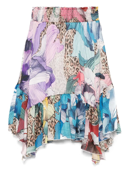 Floral-Print Chiffon Mini Skirt
