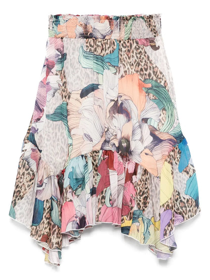 Floral-Print Chiffon Mini Skirt