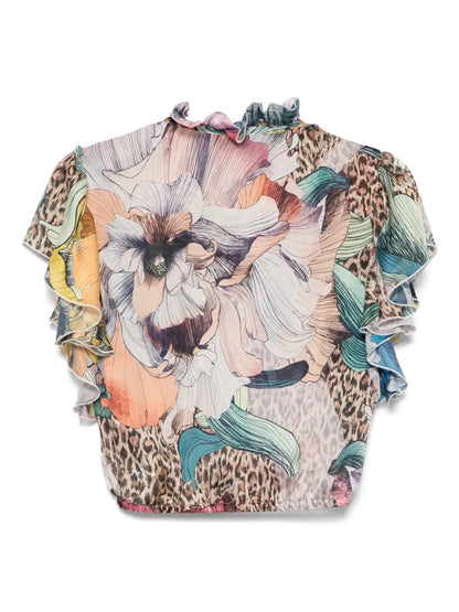 Floral-Print Chiffon Blouse