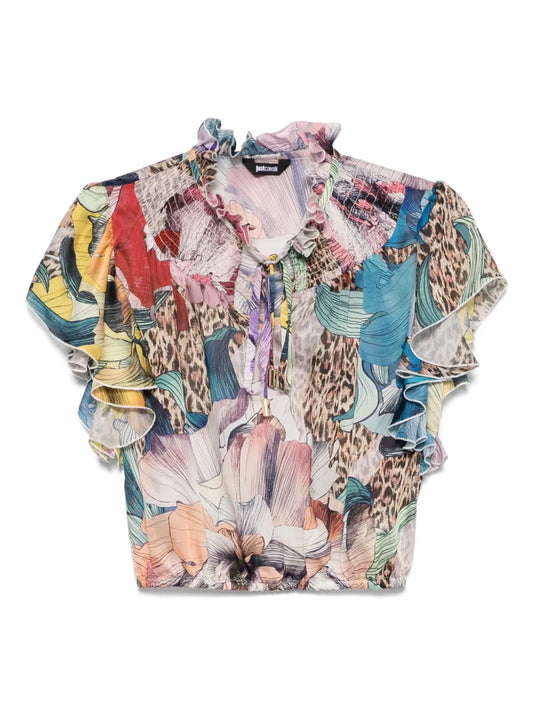 Floral-Print Chiffon Blouse