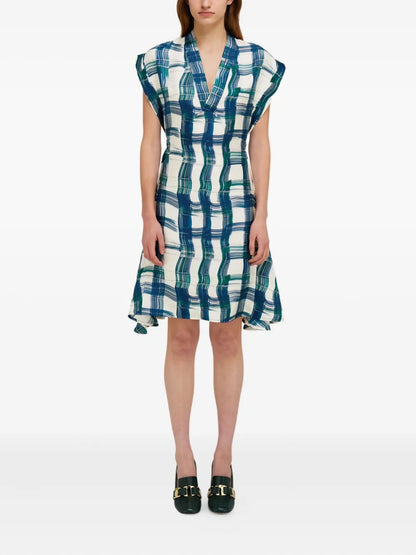Tartan-Checked Midi Dress