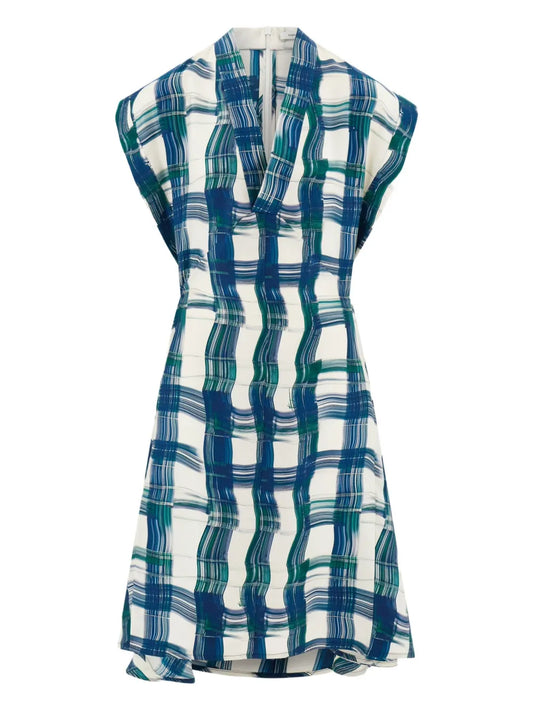Tartan-Checked Midi Dress
