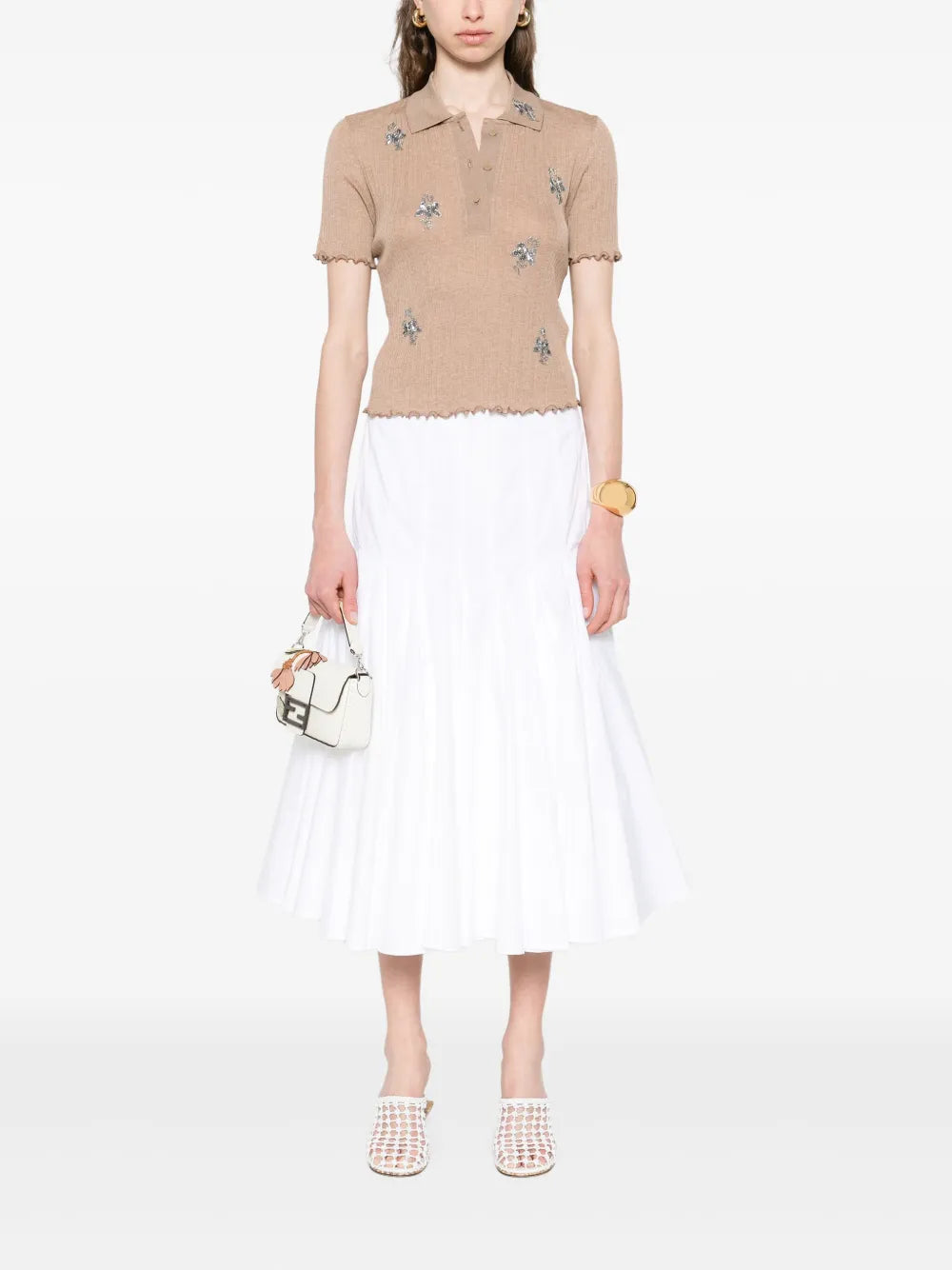Short-Sleeve Cropped Polo Top