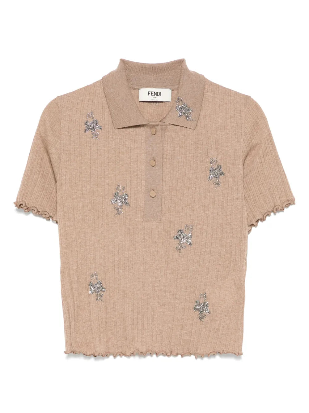 Short-Sleeve Cropped Polo Top