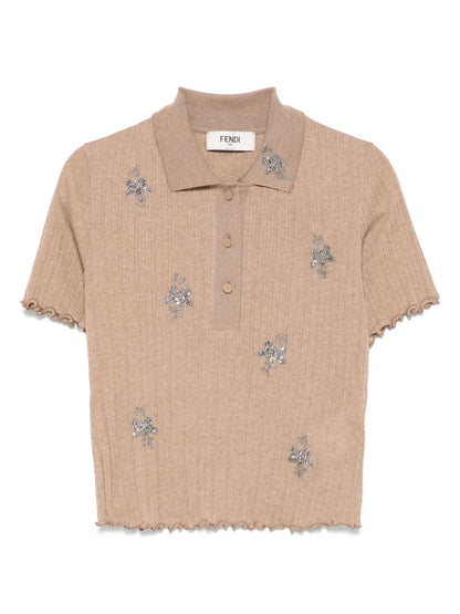Short-Sleeve Cropped Polo Top