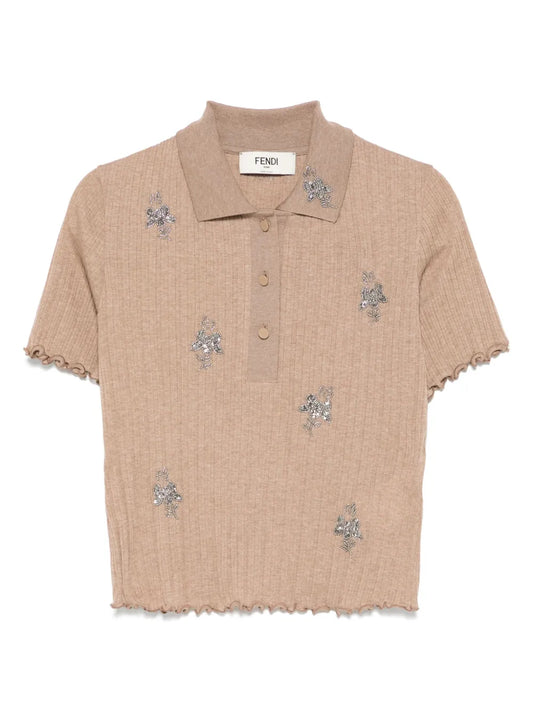 Short-Sleeve Cropped Polo Top
