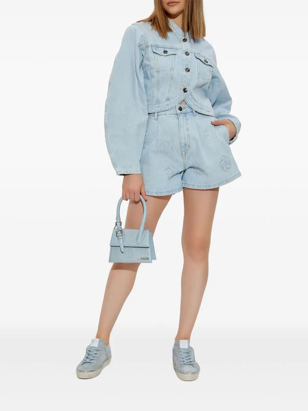 Studded Denim Shorts