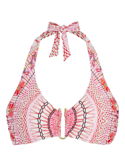 Pomegranate Printed Halterneck Bikini Top