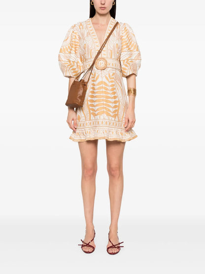 Lace-Embroidered Mini Dress