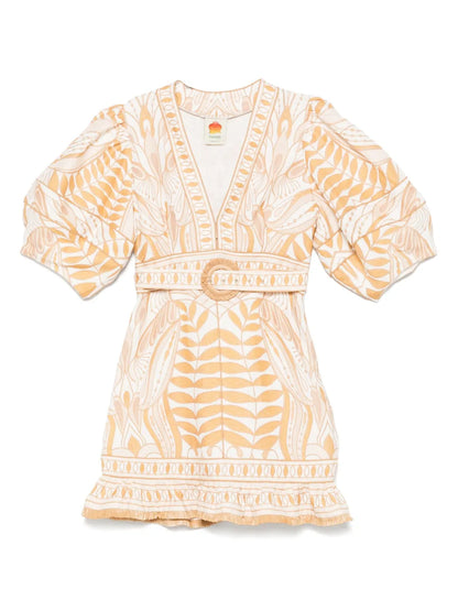 Lace-Embroidered Mini Dress