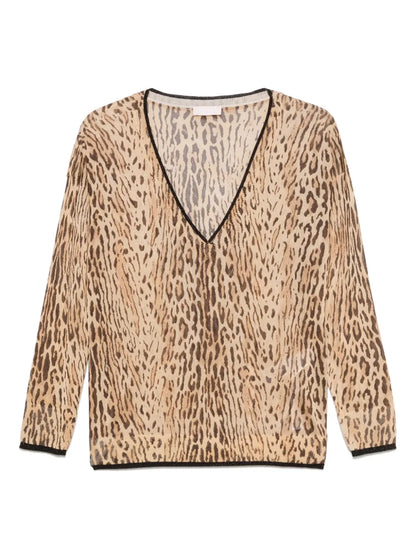 Leopard-Jacquard Top