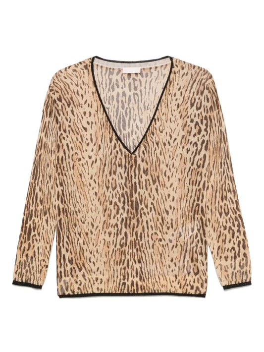 Leopard-Jacquard Top