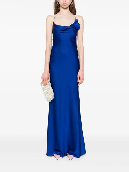 Floral-Appliqué Maxi Dress