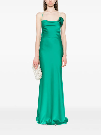 Floral-Appliqué Maxi Dress