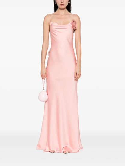 Floral-Appliqué Maxi Dress