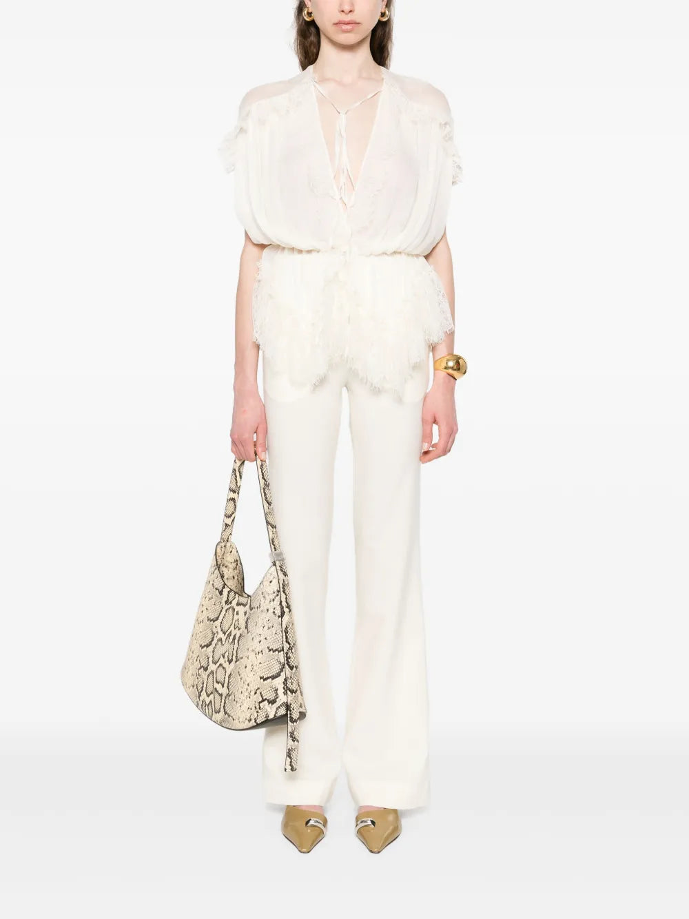 Lace-Panelling Blouse
