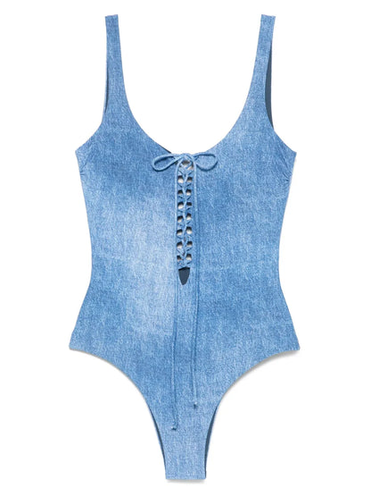 Denim-Effect Swimsuit